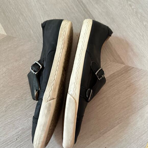 Frye Mindy Double Monk Strap Black Leather Slip-On Sneakers Shoes Size 7.5 - Picture 6 of 10